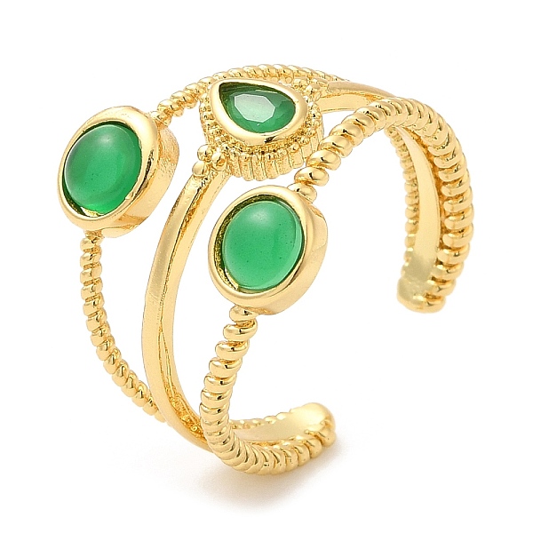 PandaHall Rack Plating Brass Triple Line Open Cuff Rings, Natural Green Onyx Agate Teardrop Ring, Lead Free & Cadmium Free, Real 18K Gold...
PandaHall Rack Plating Brass Triple Line Open Cuff Rings, Natural Green Onyx Agate Teardrop Ring, Lead Free & Cadmium Free, Real 18K Gold...