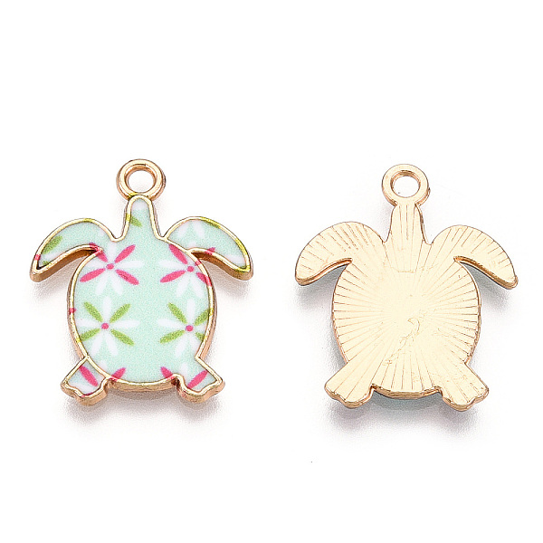 PandaHall Printed Alloy Pendants, Light Gold, Tortoise Charm, Aquamarine, 21.5x18x1.5mm, Hole: 1.8mm Alloy Flower Green
PandaHall Printed Alloy Pendants, Light Gold, Tortoise Charm, Aquamarine, 21.5x18x1.5mm, Hole: 1.8mm Alloy Flower Green