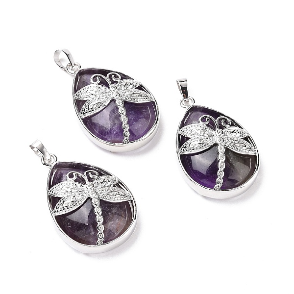 PandaHall Natural Amethyst Pendants, with Platinum Tone Brass Findings, Lead Free & Cadmium Free, Teardrop with Dragonfly Charms...
PandaHall Natural Amethyst Pendants, with Platinum Tone Brass Findings, Lead Free & Cadmium Free, Teardrop with Dragonfly Charms...