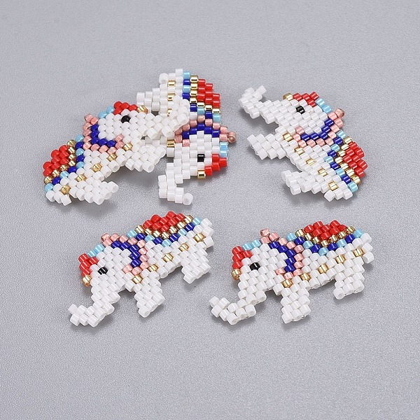 PandaHall Handmade Japanese Seed Beads Pendants, with Japan Import Thread, Loom Pattern, Elephant, Colorful, 18x30x2mm, Hole: 0.6mm Glass...
PandaHall Handmade Japanese Seed Beads Pendants, with Japan Import Thread, Loom Pattern, Elephant, Colorful, 18x30x2mm, Hole: 0.6mm Glass...