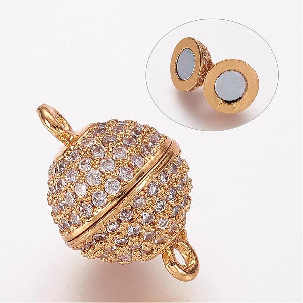 PandaHall Brass Micro Pave Cubic Zirconia Magnetic Clasps with Loops, Round, Golden, 16x10mm, Hole: 1.5mm Brass+Cubic Zirconia Round Clear
PandaHall Brass Micro Pave Cubic Zirconia Magnetic Clasps with Loops, Round, Golden, 16x10mm, Hole: 1.5mm Brass+Cubic Zirconia Round Clear