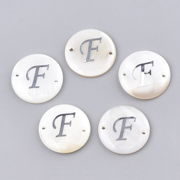 PandaHall Freshwater Shell Links connectors, with Brass Findings, Flat Round, Platinum, Letter.F, 20~21x3mm, Hole: 1.2mm Shell Letter F..., White
PandaHall Freshwater Shell Links connectors, with Brass Findings, Flat Round, Platinum, Letter.F, 20~21x3mm, Hole: 1.2mm Shell Letter F..., White