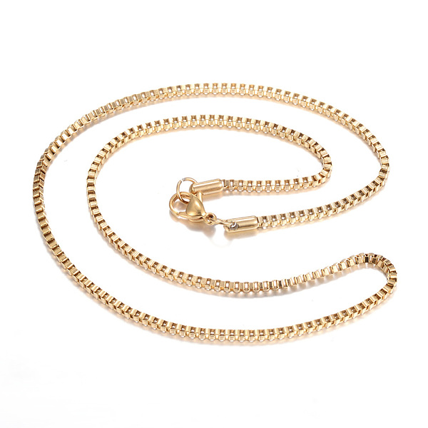 PandaHall 304 Stainless Steel Box Chain Necklaces, with Lobster Claw Clasps, Golden, 17.9 inch(45.5cm), 2mm 304 Stainless Steel
PandaHall 304 Stainless Steel Box Chain Necklaces, with Lobster Claw Clasps, Golden, 17.9 inch(45.5cm), 2mm 304 Stainless Steel