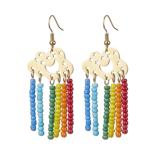 PandaHall 201 Stainless Steel Cloud Chandelier Earrings with Brass Pins, Colorful Glass Seed Beaded Tassel Earrings, Golden, 63x25mm Seed...
PandaHall 201 Stainless Steel Cloud Chandelier Earrings with Brass Pins, Colorful Glass Seed Beaded Tassel Earrings, Golden, 63x25mm Seed...