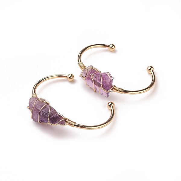 PandaHall Long-Lasting Plated Brass Cuff Bangles, with Natural Amethyst, Nuggets, Golden, 1-3/8 inchx2-3/8 inch(3.8x6cm), 2.8mm Amethyst..., Purple
PandaHall Long-Lasting Plated Brass Cuff Bangles, with Natural Amethyst, Nuggets, Golden, 1-3/8 inchx2-3/8 inch(3.8x6cm), 2.8mm Amethyst..., Purple