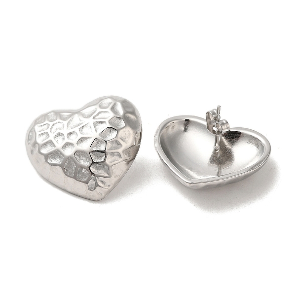 PandaHall 304 Stainless Steel Stud Earrings, Textured Heart, Stainless Steel Color, 22x25mm 304 Stainless Steel Heart
PandaHall 304 Stainless Steel Stud Earrings, Textured Heart, Stainless Steel Color, 22x25mm 304 Stainless Steel Heart