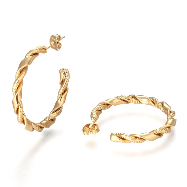 PandaHall 304 Stainless Steel Half Hoop Earrings, Stud Earrings, Hypoallergenic Earrings, with Ear Nut, Twisted, Textured, Ring, Golden...
PandaHall 304 Stainless Steel Half Hoop Earrings, Stud Earrings, Hypoallergenic Earrings, with Ear Nut, Twisted, Textured, Ring, Golden...