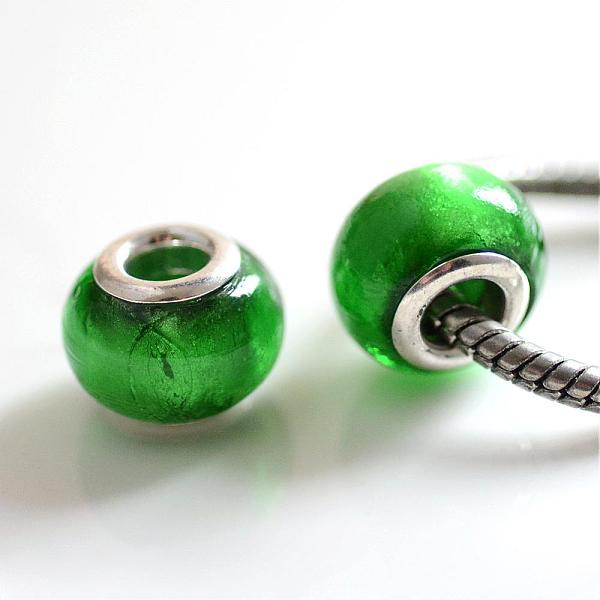 PandaHall Handmade Silver Foil Glass European Beads, with Silver Color Plated Brass Cores, Rondelle, Green, 14x10mm, Hole: 5mm...
PandaHall Handmade Silver Foil Glass European Beads, with Silver Color Plated Brass Cores, Rondelle, Green, 14x10mm, Hole: 5mm...