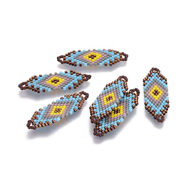 PandaHall MIYUKI & TOHO Handmade Japanese Seed Beads Links, Loom Pattern, Colorful, 35~36.5x12.5x2mm, Hole: 2x3mm Glass Rhombus
PandaHall MIYUKI & TOHO Handmade Japanese Seed Beads Links, Loom Pattern, Colorful, 35~36.5x12.5x2mm, Hole: 2x3mm Glass Rhombus