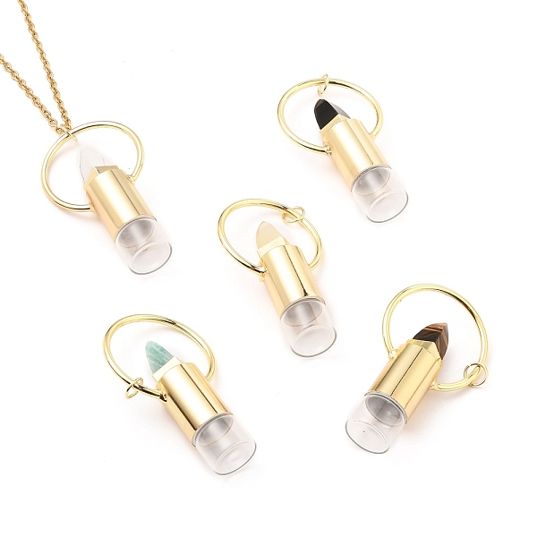 PandaHall 304 Stainless Steel Openable Perfume Bottle Pendant Necklaces, with Natural Gemstone, Lipstick Shape, Golden, 27.55 inch(70cm)...
PandaHall 304 Stainless Steel Openable Perfume Bottle Pendant Necklaces, with Natural Gemstone, Lipstick Shape, Golden, 27.55 inch(70cm)...