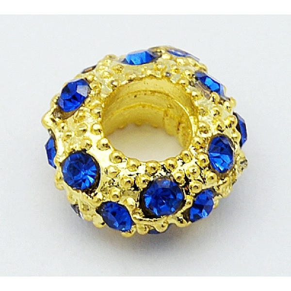 PandaHall Alloy Rhinestone European Beads, Large Hole Beads, Rondelle, Golden Metal Color, Sapphire, 11x5.5mm, Hole: 5mm Alloy+Rhinestone..., Blue
PandaHall Alloy Rhinestone European Beads, Large Hole Beads, Rondelle, Golden Metal Color, Sapphire, 11x5.5mm, Hole: 5mm Alloy+Rhinestone..., Blue