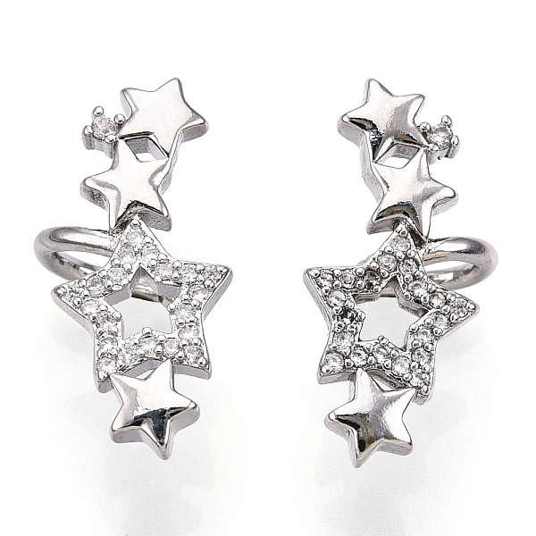 PandaHall Brass Micro Pave Clear Cubic Zirconia Cuff Earrings, Star, Real Platinum Plated, Nickel Free, 20x5mm Brass Clear
PandaHall Brass Micro Pave Clear Cubic Zirconia Cuff Earrings, Star, Real Platinum Plated, Nickel Free, 20x5mm Brass Clear