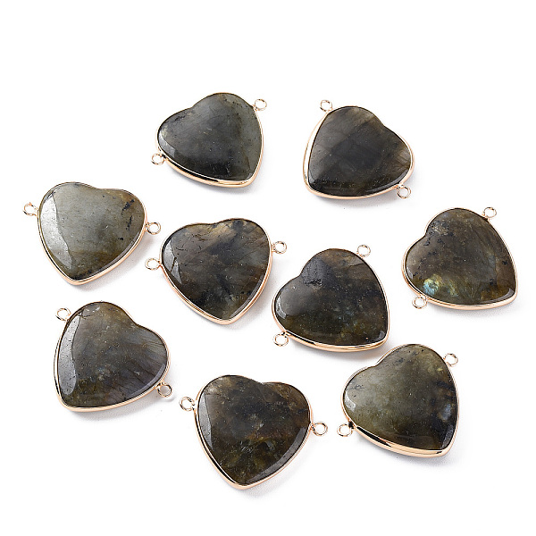 PandaHall Natural Labradorite Links Connectors, with Light Gold Tone Brass Edge, Heart, 32x40x7~8mm, Hole: 2.5mm Labradorite Heart Black
PandaHall Natural Labradorite Links Connectors, with Light Gold Tone Brass Edge, Heart, 32x40x7~8mm, Hole: 2.5mm Labradorite Heart Black
