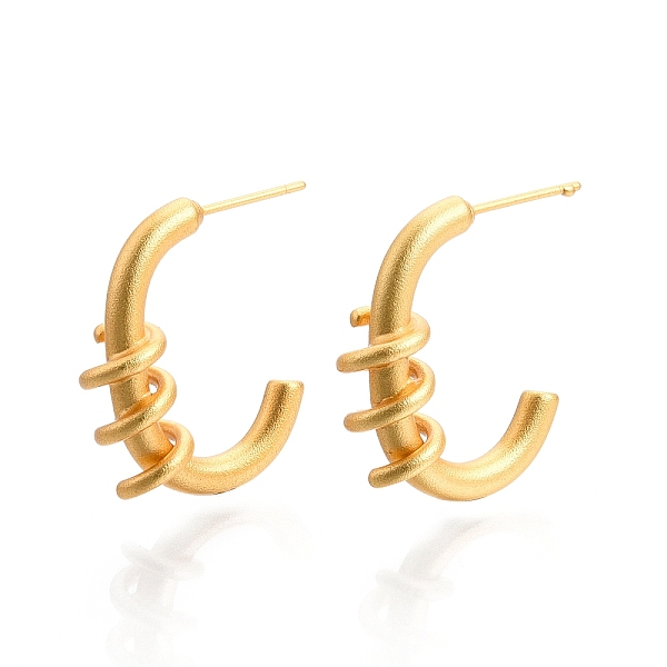 PandaHall Brass Spiral C-shape Stud Earrings for Women, Nickel Free, Matte Gold Color, 23x7mm, Pin: 0.7mm Brass Ring
PandaHall Brass Spiral C-shape Stud Earrings for Women, Nickel Free, Matte Gold Color, 23x7mm, Pin: 0.7mm Brass Ring