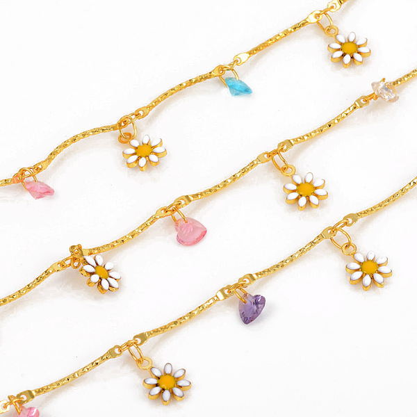 PandaHall Handmade Brass Scalloped Bar Chains, Soldered, with Glass Beads & Enameled Flower Charms, with Spool, Long-Lasting Plated, Real...
PandaHall Handmade Brass Scalloped Bar Chains, Soldered, with Glass Beads & Enameled Flower Charms, with Spool, Long-Lasting Plated, Real...