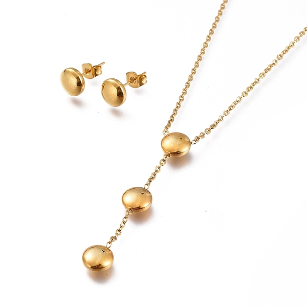 PandaHall Flat Round 304 Stainless Steel Jewelry Sets, Cable Chains Pendant Necklaces and Stud Earrings, with Ear Nuts and Lobster Claw...
PandaHall Flat Round 304 Stainless Steel Jewelry Sets, Cable Chains Pendant Necklaces and Stud Earrings, with Ear Nuts and Lobster Claw...