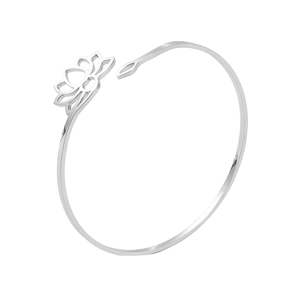 PandaHall Hollow Out Lotus 304 Stainless Steel Open Cuff Bangles for Women, Stainless Steel Color, Inner Diameter: 2-1/4 inch(5.85cm) 304...
PandaHall Hollow Out Lotus 304 Stainless Steel Open Cuff Bangles for Women, Stainless Steel Color, Inner Diameter: 2-1/4 inch(5.85cm) 304...