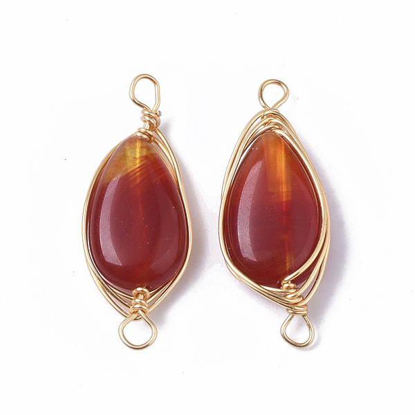 PandaHall Natural Agate Links connectors, Wire Wrapped Links, with Golden Tone Brass Wires, Teardrop, Dyed, 21~22x7~8x4mm, Hole: 1.4~1.5mm...
PandaHall Natural Agate Links connectors, Wire Wrapped Links, with Golden Tone Brass Wires, Teardrop, Dyed, 21~22x7~8x4mm, Hole: 1.4~1.5mm...