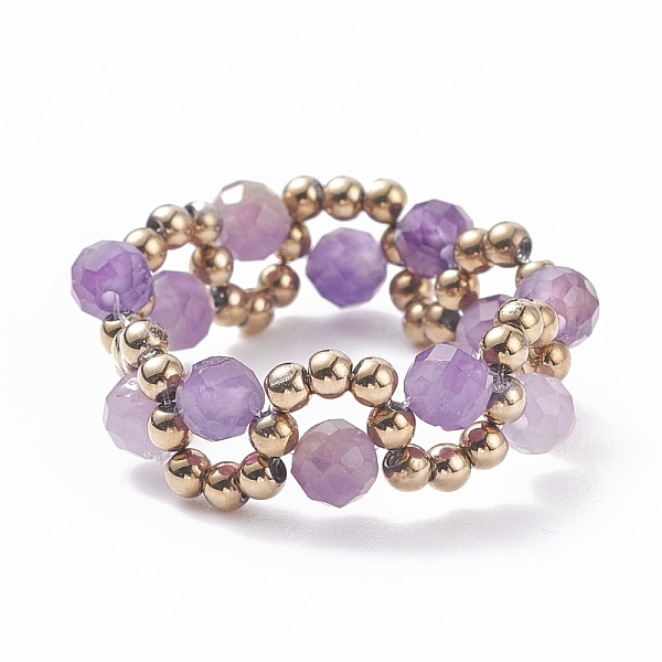 PandaHall Natural Amethyst & Glass Seed Braided Bead Finger Ring, Gemstone Wire Wrap Jewelry for Women, Inner Diameter: 18~22mm Amethyst
PandaHall Natural Amethyst & Glass Seed Braided Bead Finger Ring, Gemstone Wire Wrap Jewelry for Women, Inner Diameter: 18~22mm Amethyst