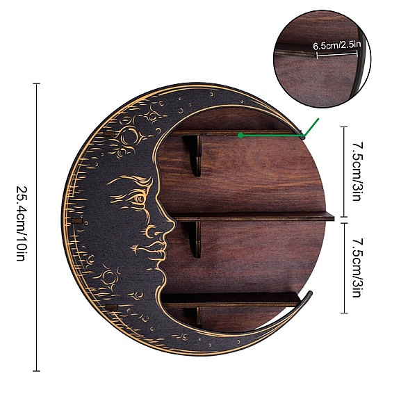 PandaHall Wood Crystal Wall Mounted Display Shelf, Round Wooden Crystal Holder Candle Hanging Rack, with Adhesive Hook, Moon Pattern, 25.4cm...
PandaHall Wood Crystal Wall Mounted Display Shelf, Round Wooden Crystal Holder Candle Hanging Rack, with Adhesive Hook, Moon Pattern, 25.4cm...