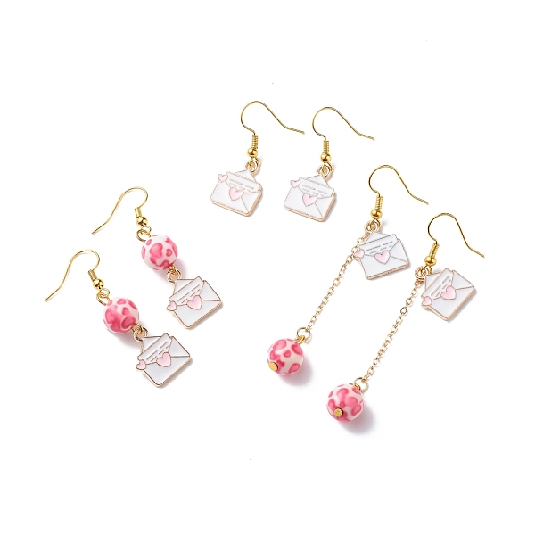 PandaHall 3 Pairs 3 Style Pink Alloy Enamel Charms & Resin Beads Dangle Earrings, Valentine Theme Brass Jewelry for Women, Golden, Envelope...
PandaHall 3 Pairs 3 Style Pink Alloy Enamel Charms & Resin Beads Dangle Earrings, Valentine Theme Brass Jewelry for Women, Golden, Envelope...
