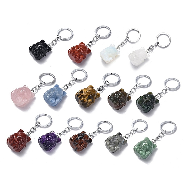PandaHall Natural/Synthetic Gemstone Keychains, with Iron Keychain Clasps, Fox, 8cm Mixed Stone Fox
PandaHall Natural/Synthetic Gemstone Keychains, with Iron Keychain Clasps, Fox, 8cm Mixed Stone Fox
