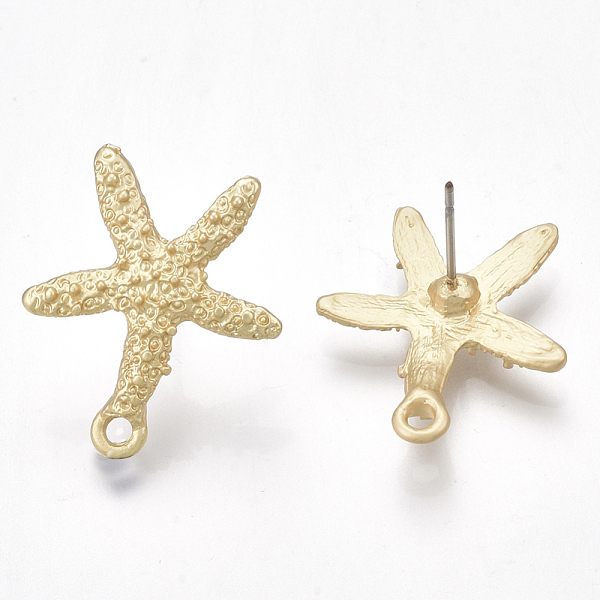 PandaHall Alloy Stud Earring Findings, with Steel Pins and Loop, Starfish/Sea Stars, Matte Gold Color, 22.5x19.5mm, Hole: 1.8mm, Pin: 0.7mm...
PandaHall Alloy Stud Earring Findings, with Steel Pins and Loop, Starfish/Sea Stars, Matte Gold Color, 22.5x19.5mm, Hole: 1.8mm, Pin: 0.7mm...
