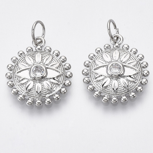 PandaHall Brass Micro Pave Cubic Zirconia Pendants, Nickel Free, Flat Round with Eye, Clear, Real Platinum Plated, 17x14.5x3mm, Hole: 4mm...
PandaHall Brass Micro Pave Cubic Zirconia Pendants, Nickel Free, Flat Round with Eye, Clear, Real Platinum Plated, 17x14.5x3mm, Hole: 4mm...