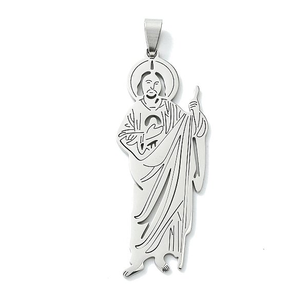 PandaHall 201 Stainless Steel Big Pendants, Saint Jude Charm, Stainless Steel Color, 59.5x22.5x1.5mm, Hole: 8x4mm 201 Stainless Steel Human
PandaHall 201 Stainless Steel Big Pendants, Saint Jude Charm, Stainless Steel Color, 59.5x22.5x1.5mm, Hole: 8x4mm 201 Stainless Steel Human
