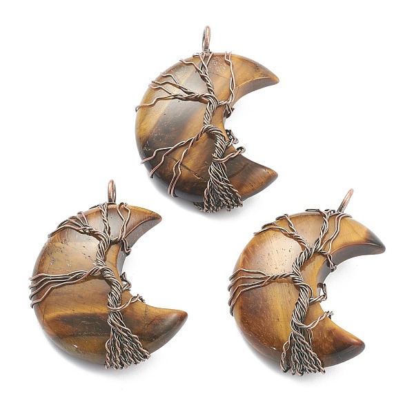 PandaHall Natural Tiger Eye Tree of Life Wire Wrapped Pendants, with Red Copper Brass Findings, Crescent Moon, Nickel Free...
PandaHall Natural Tiger Eye Tree of Life Wire Wrapped Pendants, with Red Copper Brass Findings, Crescent Moon, Nickel Free...