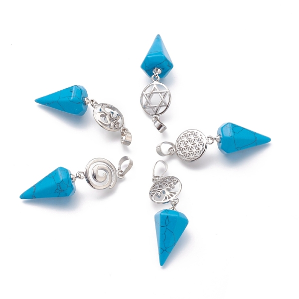 PandaHall Synthetic Turquoise Pendants, with Platinum Brass Snap on Bails, Votex/Om Symbol/Tree of Life/Flower of Life/Star of David, Cone...
PandaHall Synthetic Turquoise Pendants, with Platinum Brass Snap on Bails, Votex/Om Symbol/Tree of Life/Flower of Life/Star of David, Cone...