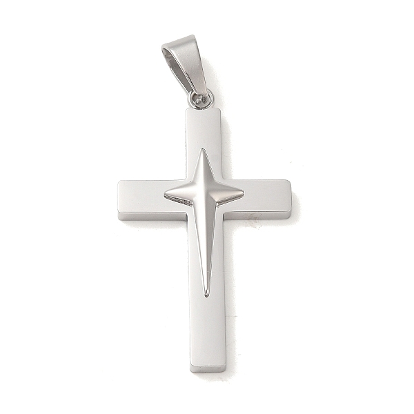 PandaHall 304 Stainless Steel Pendants, Cross with Star Charm, Religion, Stainless Steel Color, 43x25x4.8mm, Hole: 8.5x5.5mm 304 Stainless...
PandaHall 304 Stainless Steel Pendants, Cross with Star Charm, Religion, Stainless Steel Color, 43x25x4.8mm, Hole: 8.5x5.5mm 304 Stainless...