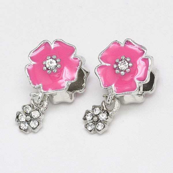 PandaHall Alloy Enamel European Dangle Charms, with Rhinestones, Large Hole Pendants, Long-Lasting Plated, Flower, Platinum, Hot Pink, 21mm...
PandaHall Alloy Enamel European Dangle Charms, with Rhinestones, Large Hole Pendants, Long-Lasting Plated, Flower, Platinum, Hot Pink, 21mm...