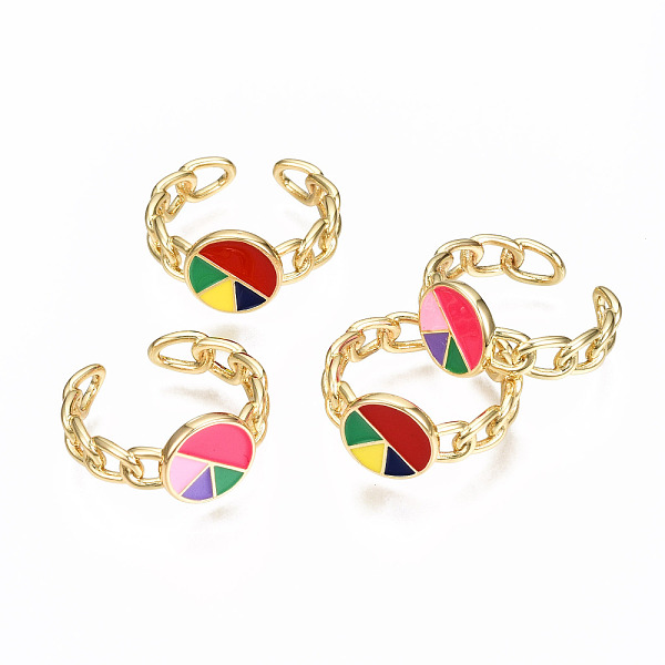 PandaHall Brass Enamel Cuff Rings, Open Rings, Nickel Free, Curb Chain, Flat Round, Real 16K Gold Plated, Mixed Color, US Size 8 3/4(18.7mm)..., Multicolor
PandaHall Brass Enamel Cuff Rings, Open Rings, Nickel Free, Curb Chain, Flat Round, Real 16K Gold Plated, Mixed Color, US Size 8 3/4(18.7mm)..., Multicolor