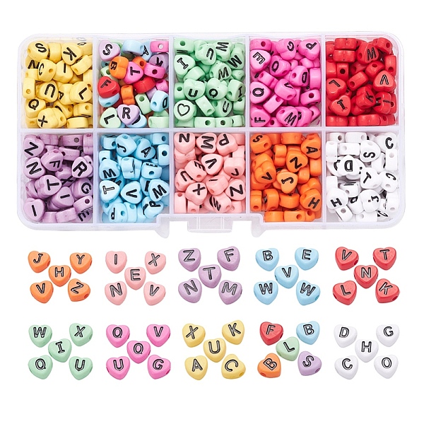 PandaHall 500Pcs 10 Colors Opaque Acrylic Enamel Beads, Horizontal Hole, Heart with Mixed Black Letters, Mixed Color, 7x7x4mm, Hole: 1.5mm..., Multicolor
PandaHall 500Pcs 10 Colors Opaque Acrylic Enamel Beads, Horizontal Hole, Heart with Mixed Black Letters, Mixed Color, 7x7x4mm, Hole: 1.5mm..., Multicolor