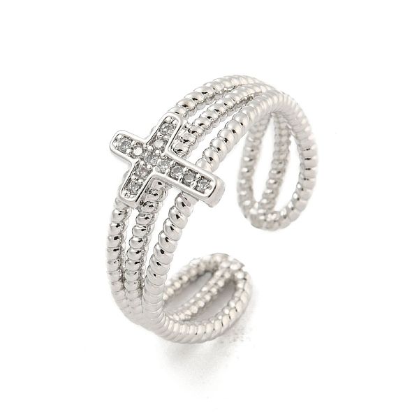 PandaHall Brass Micro Pave Cubic Zirconia Open Cuff Rings, Cross, Platinum, Inner Diameter: 18mm Brass+Cubic Zirconia Cross
PandaHall Brass Micro Pave Cubic Zirconia Open Cuff Rings, Cross, Platinum, Inner Diameter: 18mm Brass+Cubic Zirconia Cross