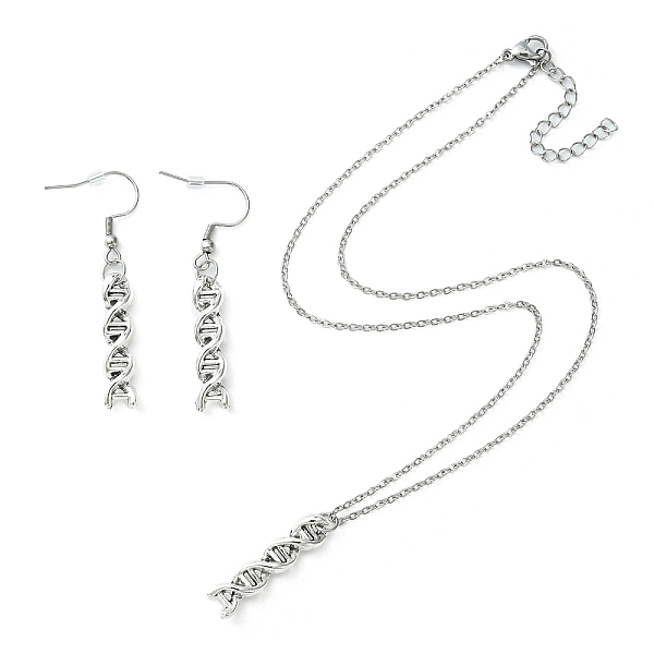 PandaHall DNA Double Helix Alloy Pendant Necklaces & Danhle Earrings Jewelry Sets, with 304 Stainless Steel Cable Chains and Earring Pins...
PandaHall DNA Double Helix Alloy Pendant Necklaces & Danhle Earrings Jewelry Sets, with 304 Stainless Steel Cable Chains and Earring Pins...