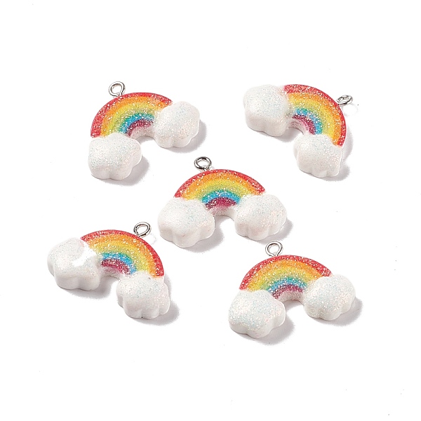 PandaHall Opaque Resin Pendants, with Platinum Tone Iron Loops and Glitter Powder, Rainbow with Cloud, Colorful, 22x28x6mm, Hole: 2mm...
PandaHall Opaque Resin Pendants, with Platinum Tone Iron Loops and Glitter Powder, Rainbow with Cloud, Colorful, 22x28x6mm, Hole: 2mm...