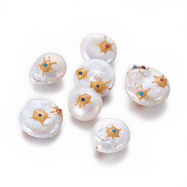 PandaHall Natural Cultured Freshwater Pearl Beads, with Synthetic Turquoise, Nuggets, 17~25x17~21x6~11mm, Hole: 0.8mm Pearl Nuggets
PandaHall Natural Cultured Freshwater Pearl Beads, with Synthetic Turquoise, Nuggets, 17~25x17~21x6~11mm, Hole: 0.8mm Pearl Nuggets
