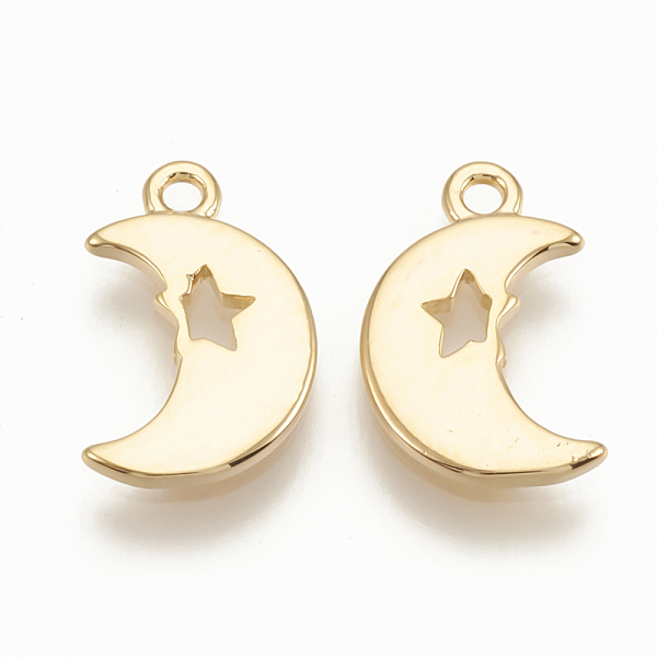 PandaHall Brass Charms, Moon, Nickel Free, Real 18K Gold Plated, 12x8x1mm, Hole: 1mm Brass Moon
PandaHall Brass Charms, Moon, Nickel Free, Real 18K Gold Plated, 12x8x1mm, Hole: 1mm Brass Moon