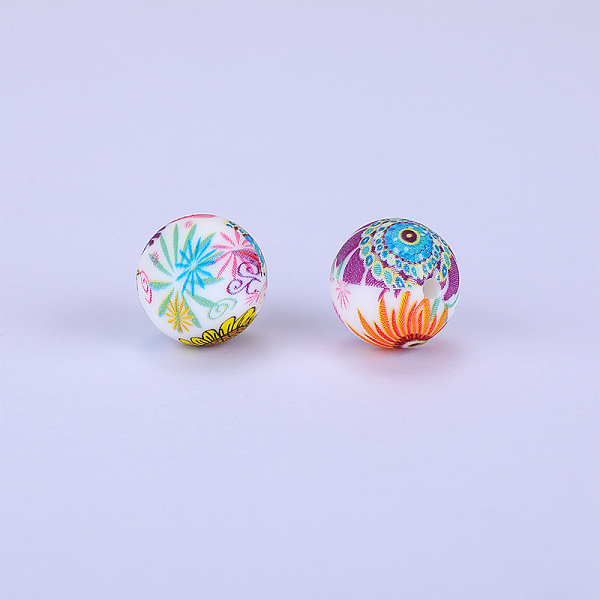 PandaHall Printed Round with Flower Pattern Silicone Focal Beads, White, 15x15mm, Hole: 2mm Silicone Round White
PandaHall Printed Round with Flower Pattern Silicone Focal Beads, White, 15x15mm, Hole: 2mm Silicone Round White
