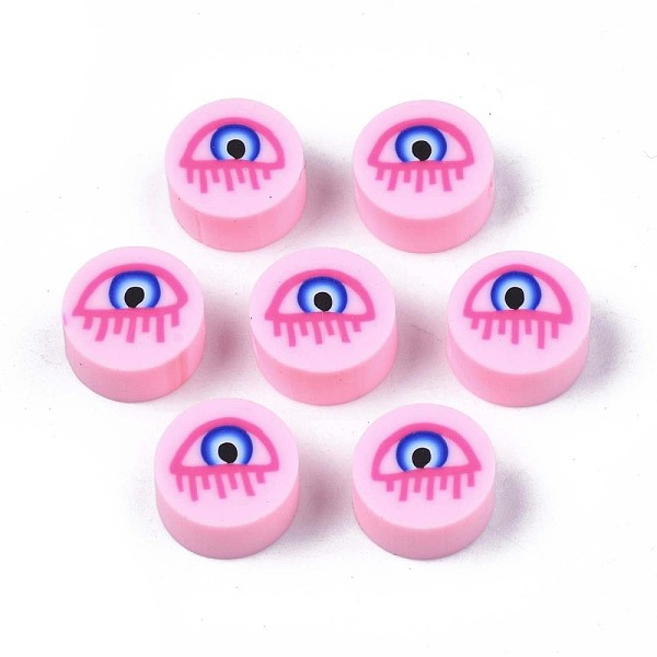 PandaHall Handmade Polymer Clay Beads, Flat Round with Evil Eye, Pearl Pink, 9.5~10x4.5mm, Hole: 1.6mm Polymer Clay Evil Eye
PandaHall Handmade Polymer Clay Beads, Flat Round with Evil Eye, Pearl Pink, 9.5~10x4.5mm, Hole: 1.6mm Polymer Clay Evil Eye