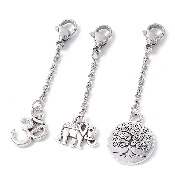 PandaHall Tibetan Style Alloy Pendant Decoration, with 304 Stainless Steel Lobster Claw Clasps, Elephant/Ohm/Flat Round with Tree of Life...
PandaHall Tibetan Style Alloy Pendant Decoration, with 304 Stainless Steel Lobster Claw Clasps, Elephant/Ohm/Flat Round with Tree of Life...