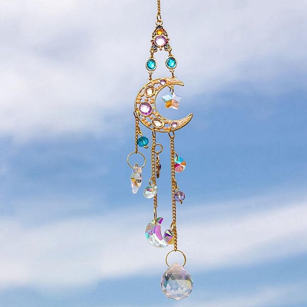 PandaHall Glass Teardrop Moon Window Hanging Suncatchers, with Colorful Glass Rhinestones and Alloy Finding Decorations Ornaments, Moon...
PandaHall Glass Teardrop Moon Window Hanging Suncatchers, with Colorful Glass Rhinestones and Alloy Finding Decorations Ornaments, Moon...
