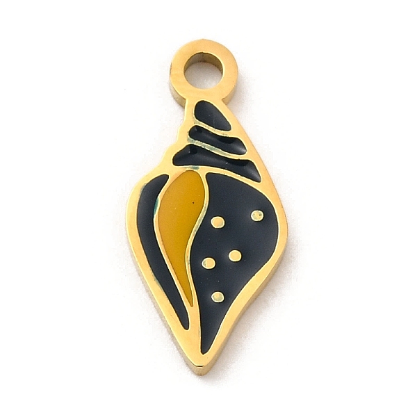PandaHall Ion Plating(IP) 304 Stainless Steel Enamel Pendants, Laser Cut, Conch Charm, Real 18K Gold Plated, 16.5x7.5x1.5mm, Hole: 1.8mm..., Black
PandaHall Ion Plating(IP) 304 Stainless Steel Enamel Pendants, Laser Cut, Conch Charm, Real 18K Gold Plated, 16.5x7.5x1.5mm, Hole: 1.8mm..., Black