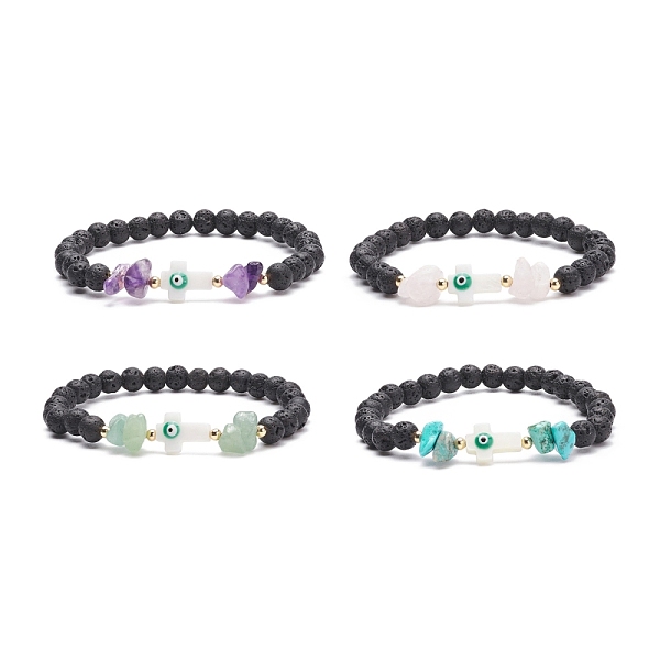 PandaHall Natural Lava Rock & Gemstone Beaded Stretch Bracelet, Cross Evil Eye Natural Freshwater Shell Bead Bracelets, Inner Diameter...
PandaHall Natural Lava Rock & Gemstone Beaded Stretch Bracelet, Cross Evil Eye Natural Freshwater Shell Bead Bracelets, Inner Diameter...