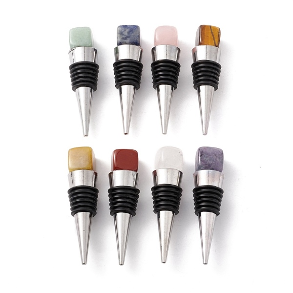 PandaHall Natural Gemstone Bottle Stoppers, with Alloy & Silicone Findings, Cone, 77~78x20mm Mixed Stone Cone
PandaHall Natural Gemstone Bottle Stoppers, with Alloy & Silicone Findings, Cone, 77~78x20mm Mixed Stone Cone