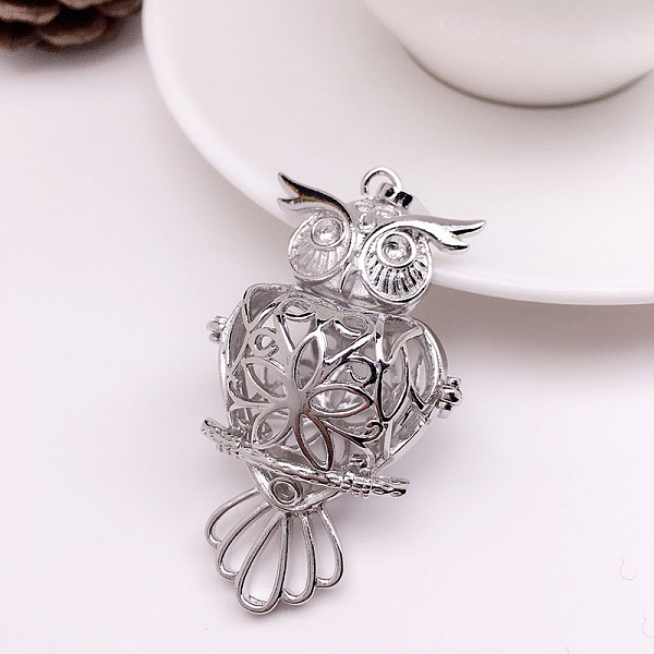 PandaHall Brass Bead Cage Pendants, for Chime Ball Pendant Necklaces Making, Hollow Owl Charm, Platinum, 60x29mm Brass Owl
PandaHall Brass Bead Cage Pendants, for Chime Ball Pendant Necklaces Making, Hollow Owl Charm, Platinum, 60x29mm Brass Owl
