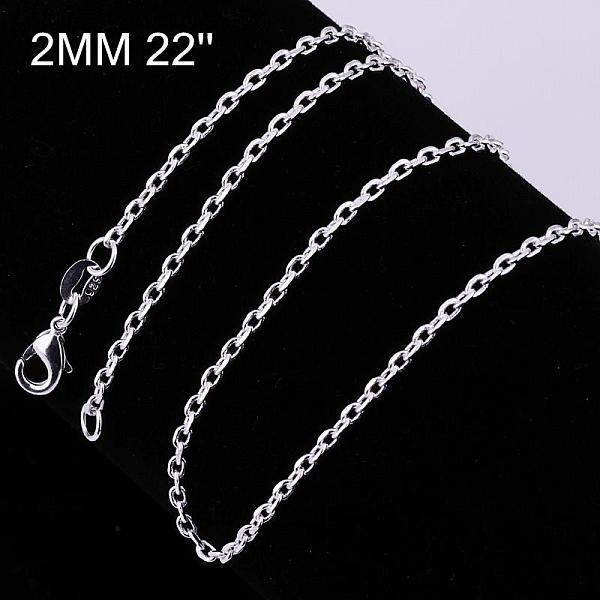 PandaHall Brass Cable Chain Fine Necklaces, with Lobster Claw Clasps, Silver Color Plated, 22 inch, 2mm Brass
PandaHall Brass Cable Chain Fine Necklaces, with Lobster Claw Clasps, Silver Color Plated, 22 inch, 2mm Brass