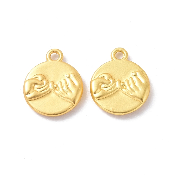PandaHall Rack Plating Alloy Pendants, Cadmium Free & Lead Free & Nickle Free, Flat Round with Promise Hook Gesture Charm, Matte Gold Color...
PandaHall Rack Plating Alloy Pendants, Cadmium Free & Lead Free & Nickle Free, Flat Round with Promise Hook Gesture Charm, Matte Gold Color...